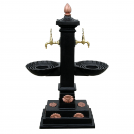 TwinCast İkili Döküm Bahçe Çeşmesi – Osmanlı Desenli, Yerden Sabit, Siyah & Bakır Detaylı