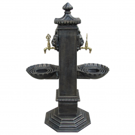 BronzeTwin İkili Döküm Bahçe Çeşmesi – Antik Aslan Figürlü, Yerden Sabit Şık Tasarım