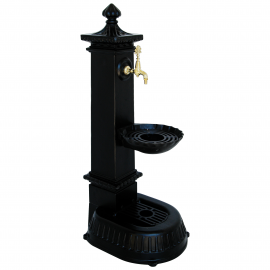 MonoCast Döküm Bahçe Çeşmesi – Yerden Sabit Siyah Tek Musluklu Klasik Model