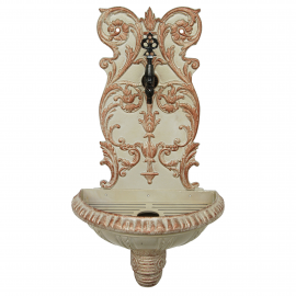 VintageFlora Duvar Tipi Bahçe Çeşmesi – Bej Renkli Döküm, Dekoratif Klasik Model