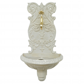 PearlCast Duvar Tipi Bahçe Çeşmesi – Krem Beyaz Döküm, Antik Musluklu Zarif Model