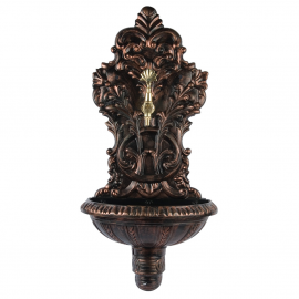 BaroqueRust Duvar Tipi Bahçe Çeşmesi – Eskitme Bakır Renkli, Döküm Antik Musluklu Gösterişli Model