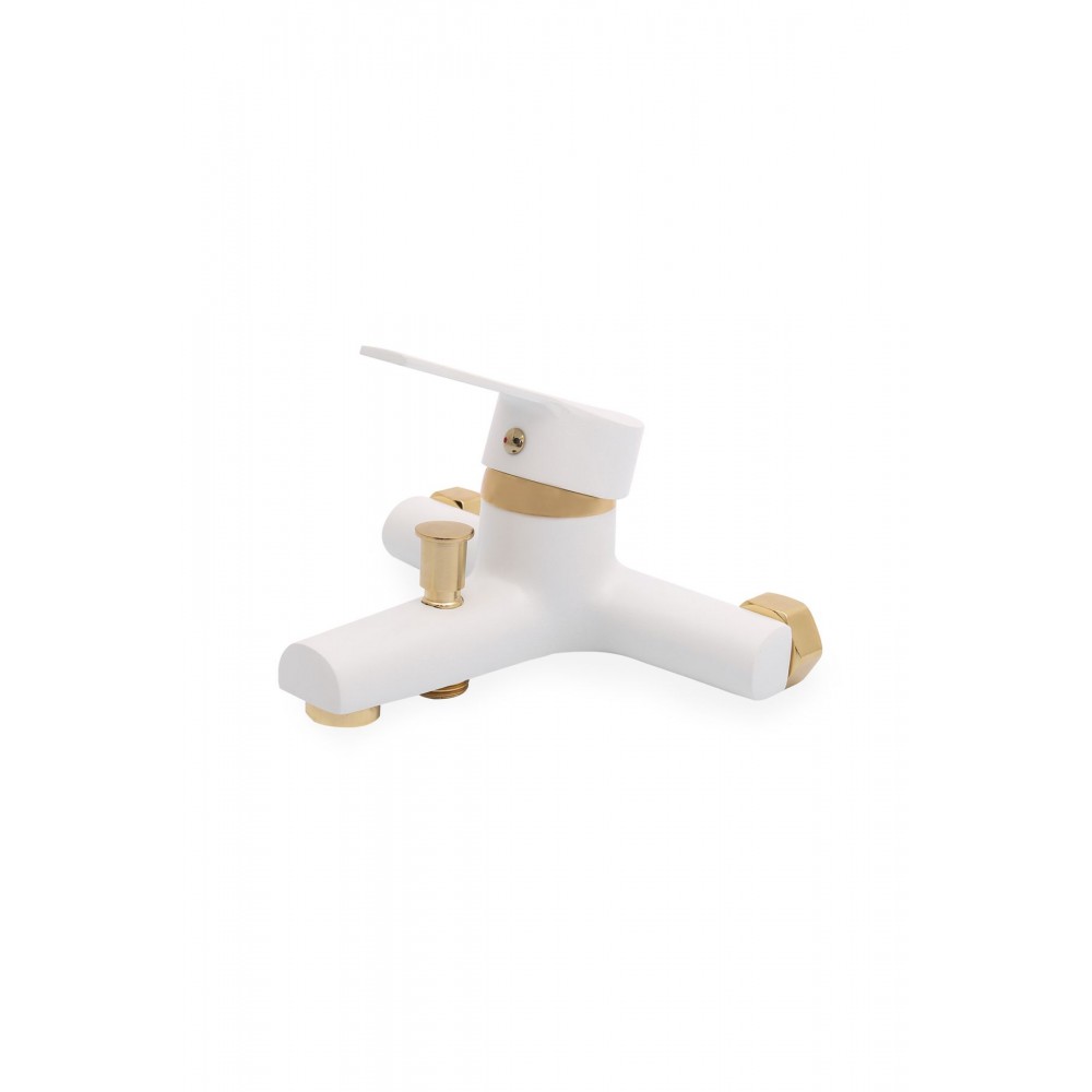 Delta Model Mat Beyaz Gold Altın Banyo Duş Bataryası