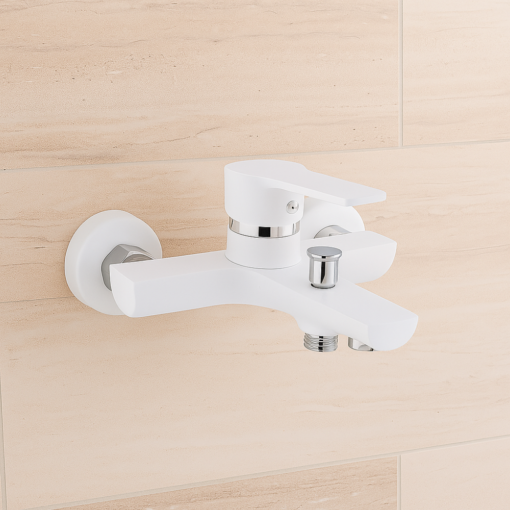Delta Model Mat Beyaz Krom Banyo Duş Bataryası