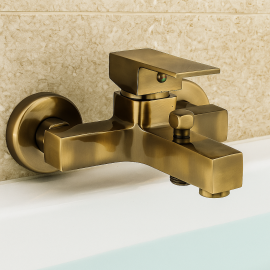 SquareFlow Antik Eskitme Kare Banyo Bataryası – Su Tasarruflu, Modern Tasarım