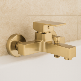 SquareFlow Mat Gold Altın Kare Banyo Bataryası – Su Tasarruflu, Modern Tasarım