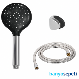 Üso Garden Siyah El Duş Seti – Mafsallı, Kolay Montajlı, Yuvarlak Başlık