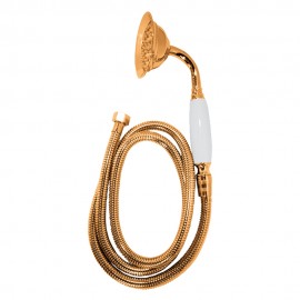 Rose Gold Bakır El Duşu Seti – Seramik Saplı, 150 cm Spiral Hortumlu