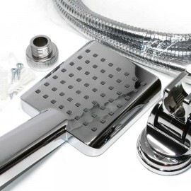 Rainy Orient Kare Krom El Duş Takımı – Spiral Hortumlu, Mafsallı Askı Aparatlı