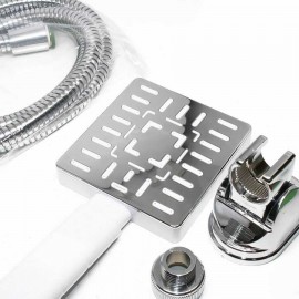 Rainy Tetra Kare Beyaz El Duş Takımı – Spiral Hortumlu, Mafsallı Askı Aparatlı