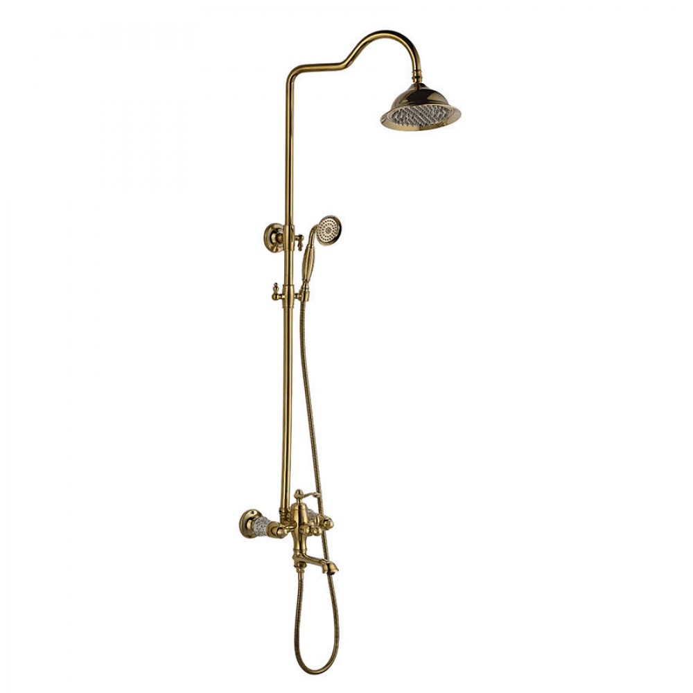 Gold Vintage Robot Duş Seti – Altın Banyo Bataryası Dahil