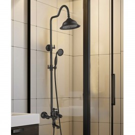 Mat Siyah Vintage Robot Duş Seti – Mat Siyah Banyo Bataryası Dahil