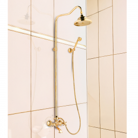 Gold Altın Vintage Robot Duş Seti – Gold Altın Banyo Bataryası Dahil