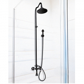 Mat Siyah Vintage Robot Duş Seti –  Porselen Taşlı Banyo Bataryası Dahil