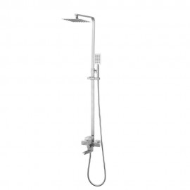 SteelFlow Inox Kare Başlıklı Banyo Bataryalı Tepe Duş Seti – Kare El Duşlu, Paslanmaz Gövde