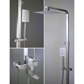 SteelFlow Inox Kare Başlıklı Banyo Bataryalı Tepe Duş Seti – Kare El Duşlu, Paslanmaz Gövde