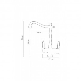 Saten İnox Rustik Arıtmalı Eviye Bataryası – Porselen Kollu Döner Borulu