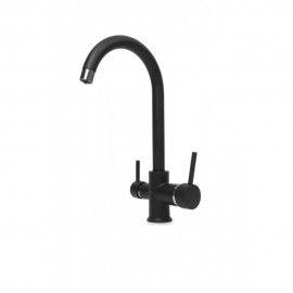 BlackFlow Arıtmalı Mat Siyah Eviye Bataryası – 360° Döner Başlık, Su Tasarruflu