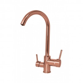 RoyalFlow Arıtmalı Rose Gold Bakır Eviye Bataryası – 360° Döner Başlık, Su Tasarruflu