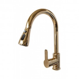 FlexGold 360 Spiralli Oynar Borulu Altın Eviye Bataryası - Pirinç Gövde