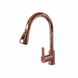 FlexRose 360 Spiralli Oynar Borulu Rose Gold Bakır Eviye Bataryası - Pirinç Gövde