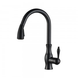 Mat Siyah Spiralli Mutfak Eviye Bataryası – Çekilebilir Başlıklı, Klasik Gövde Tasarımı, Pirinç Malzeme