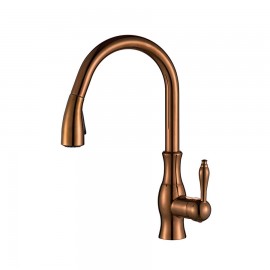 Rose Gold Bakır Spiralli Mutfak Eviye Bataryası – Çekilebilir Başlıklı, Klasik Gövde, Parlak Kaplama