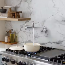 Krom Pirinç Duvar Tipi Ocak Üstü Katlanabilir Su Doldurma Musluğu