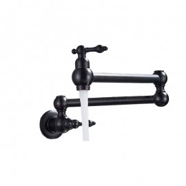 Mat Siyah Pirinç Duvar Tipi Ocak Üstü Katlanabilir Su Doldurma Musluğu