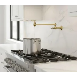 Altın Gold Pirinç Duvar Tipi Ocak Üstü Katlanabilir Su Doldurma Musluğu