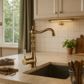 Valente Antik Eskitme Eviye Bataryası – 360° Döner Borulu, Su Tasarruflu