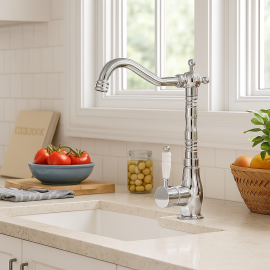 Valente Krom Eviye Bataryası – 360° Döner Borulu, Su Tasarruflu