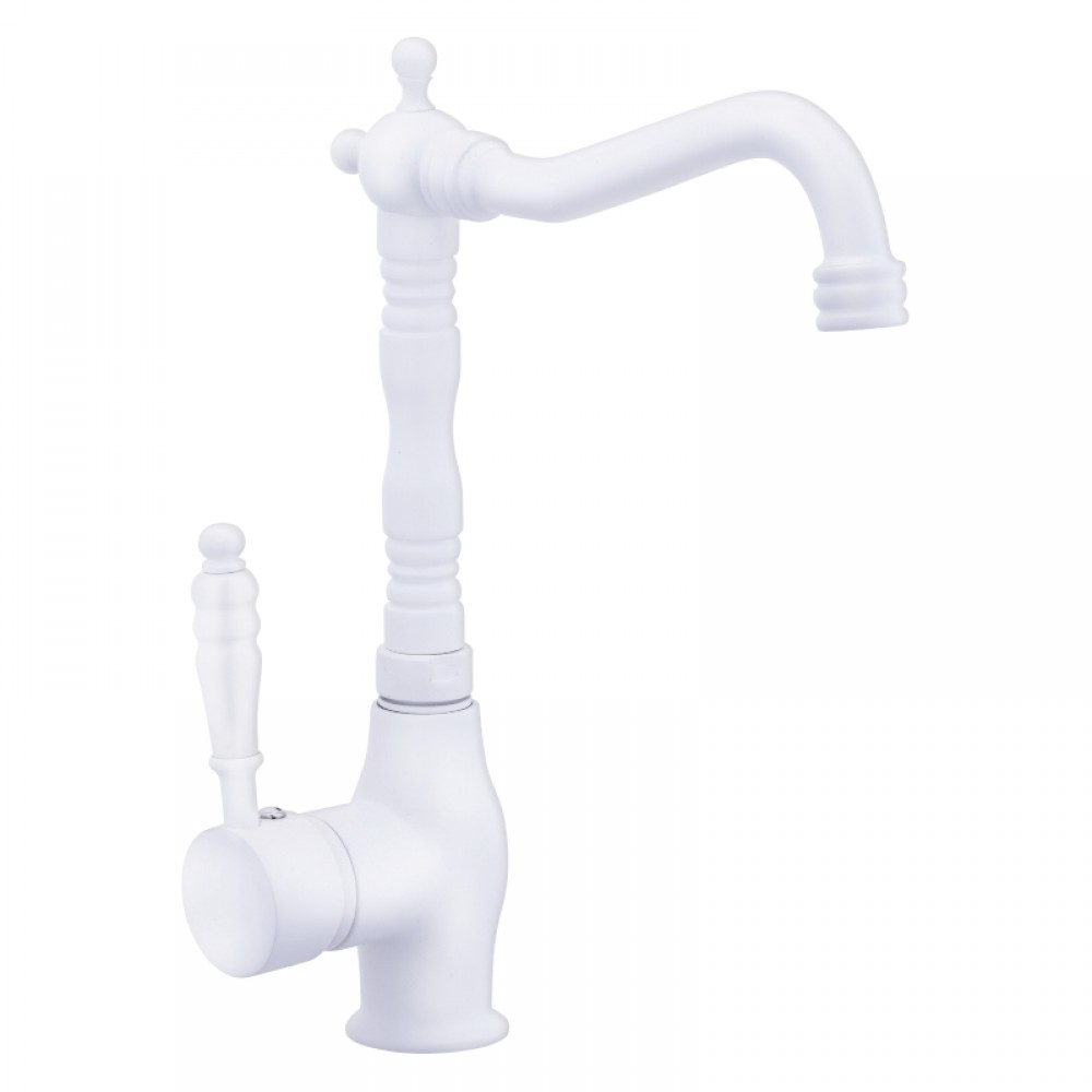 Valente Mat Beyaz Eviye Bataryası – 360° Döner Borulu, Su Tasarruflu Valente Mat Beyaz Eviye Bataryası – 360° Döner Borulu, Su Tasarruflu