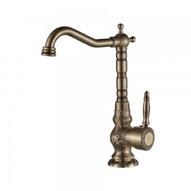 Antik Eskitme Retro Mutfak Eviye Bataryası – Klasik Tek Kollu, Pirinç Gövde, Su Tasarruflu