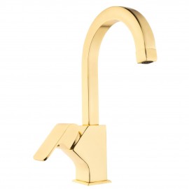 Altın Gold Kare Tabanlı Mutfak Eviye Bataryası – Parlak Yüzey, Seramik Kartuş, Su Tasarruflu