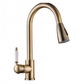 Belora Antik Eskitme Porselen Kollu Spiralli Eviye Bataryası – 360° Döner, Çekilebilir Başlıklı, Su Tasarruflu