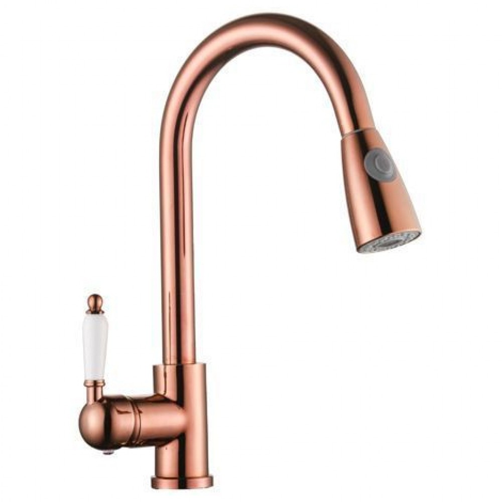 Belora Rose Gold Bakır Porselen Kollu Spiralli Eviye Bataryası – 360° Döner, Çekilebilir Başlıklı, Su Tasarrufl Belora Rose Gold Bakır Porselen Kollu Spiralli Eviye Bataryası – 360° Döner, Çekilebilir Başlıklı, Su Tasarrufl