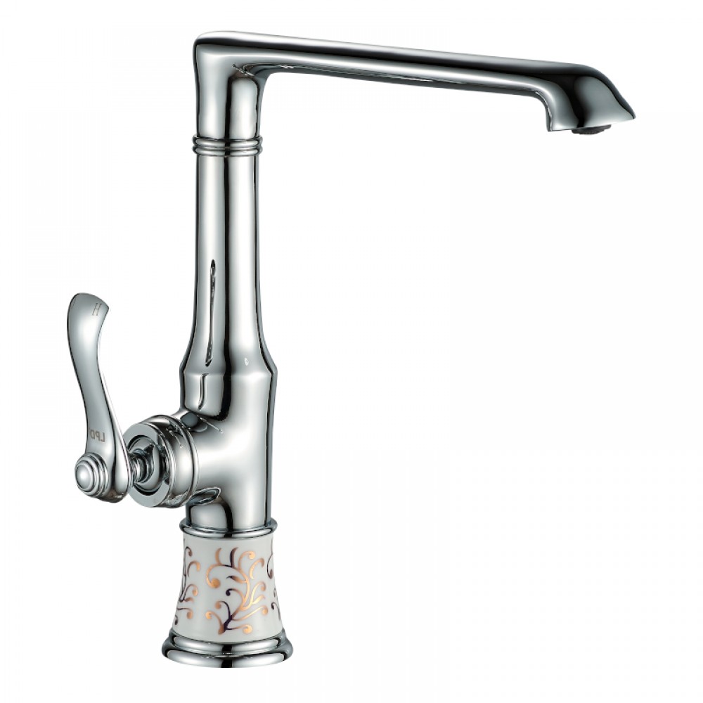 Saray Krom Seramik Desenli Mutfak Bataryası – 360° Döner Borulu, Su Tasarruflu