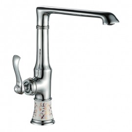 Saray Krom Seramik Desenli Mutfak Bataryası – 360° Döner Borulu, Su Tasarruflu