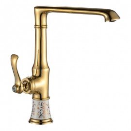 Saray Gold Altın Seramik Desenli Mutfak Bataryası – 360° Döner Borulu, Su Tasarruflu