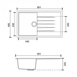 Atlante Antrasit Damlalıklı Granit Eviye 85x50