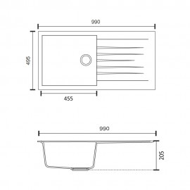 Atlante Antrasit Damlalıklı Granit Eviye 100x50