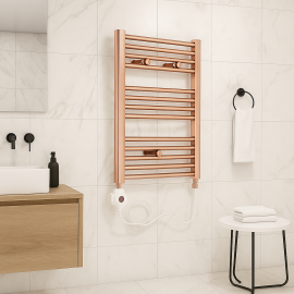 50x70 Rose Gold Bakır Elektrikli Havlupan – Hızlı Isınır, Kararmaz, Banyo Havlu Isıtıcı