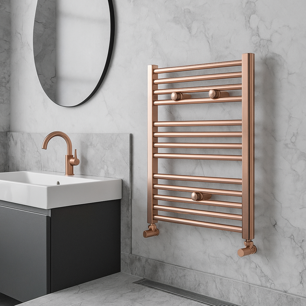 50x70 Rose Gold Bakır Havlupan – PVD Kaplama, Hızlı Isınır, Vanalar Dahil