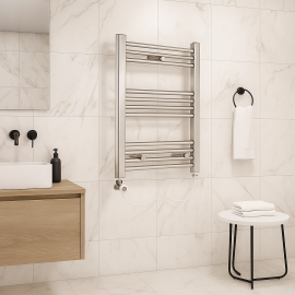 50x70 Inox Saten Havlupan – Hızlı Isınan Banyo Havlu Radyatörü, Vanalar Dahil