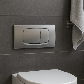 Ege Kalın Gömme Rezervuar Uyumlu Mat Krom Kumanda Paneli – Gömme Rezervuar Düğme Takımı