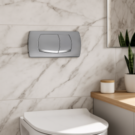 Creavit Kalın Gömme Rezervuar Uyumlu Mat Krom Kumanda Paneli – Gömme Rezervuar Düğme Takımı