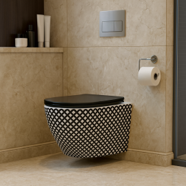 GridLine – Geometrik Desenli Asma Klozet (Amortisörlü Kapak Dahil)