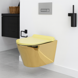 PureGold – Parlak Gold Asma Klozet (Amortisörlü Kapak Dahil)