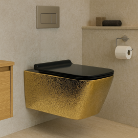 GoldenSquare – Desenli Kare Gold Asma Klozet (Amortisörlü Kapak Dahil)